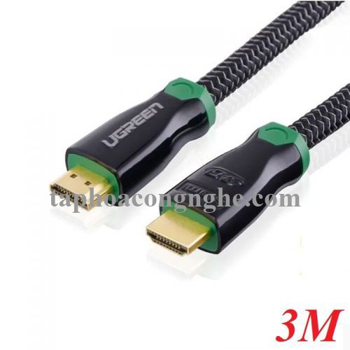 Ugreen 10293 3M màu Đen Cáp tín hiệu HDMI vỏ bọc kim loại hỗ trợ 3D 4K2K HD126 30010293